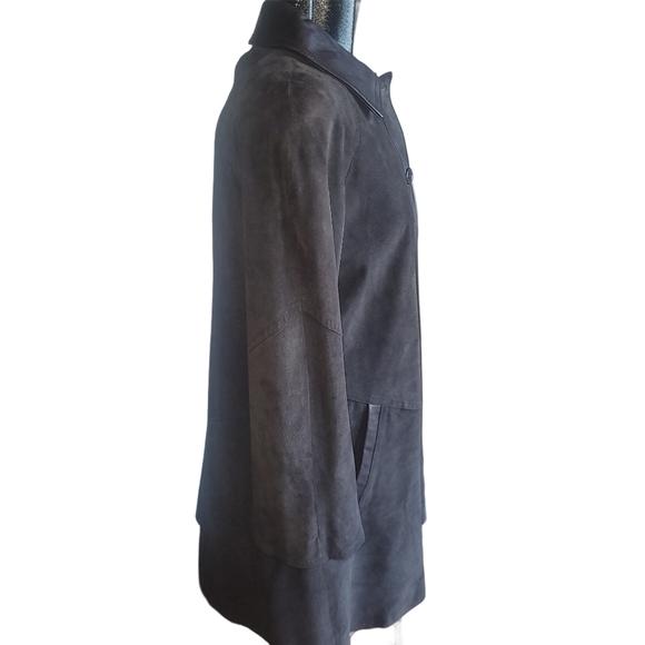 Oscar Leopold Vintage Mid Length Brown Suede Jacket XS - Picture 7 of 9